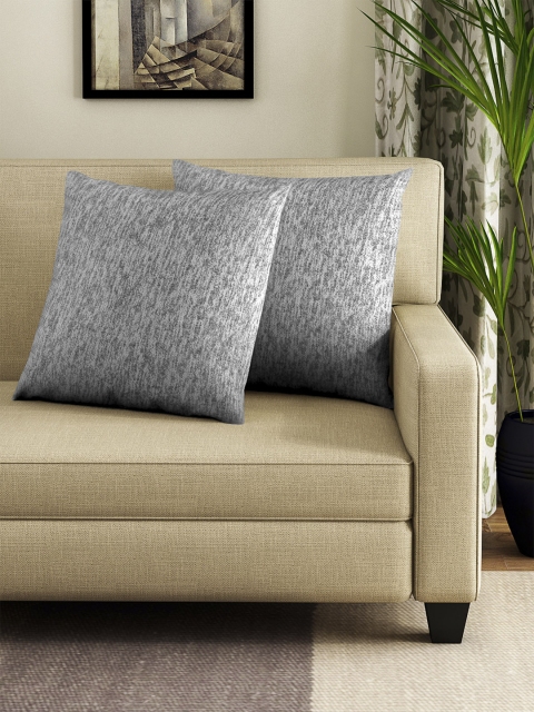 

NEUDIS Grey Set of 2 Solid Square Cushion Covers