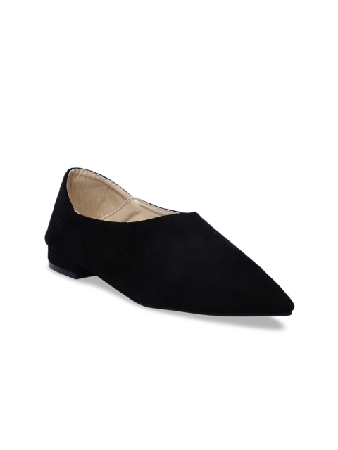 

MSC Women Black Solid Synthetic Suede Ballerinas