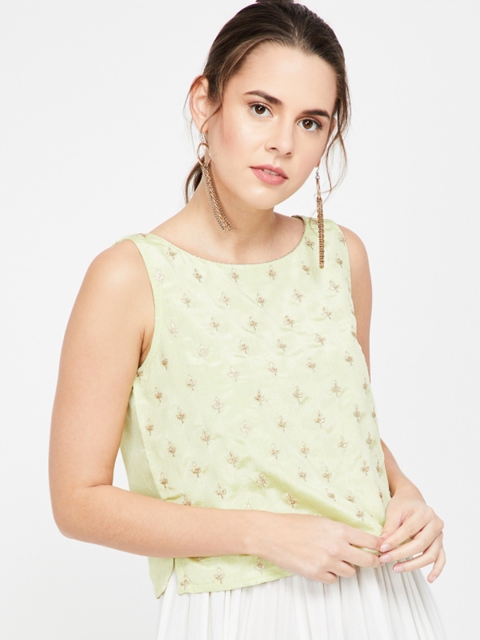 

Colour Me by Melange Women Green Printed Top