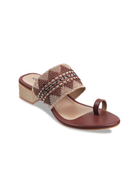 

SOLE HEAD Women Brown & Beige Woven Design Heels