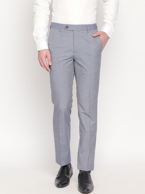

RICHARD PARKER by Pantaloons Men Navy Blue Slim Fit Self Design Formal Trousers