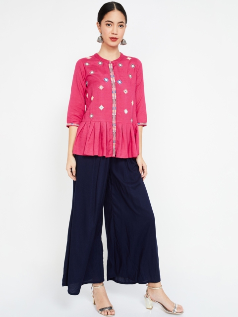 Colour Me by Melange Women Pink Ethnic Printed Shirt Style Top