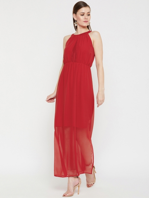 

Carlton London Women Red Self Design Maxi Dress