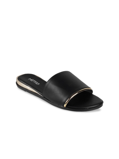

Metro Women Black Solid Open Toe Flats