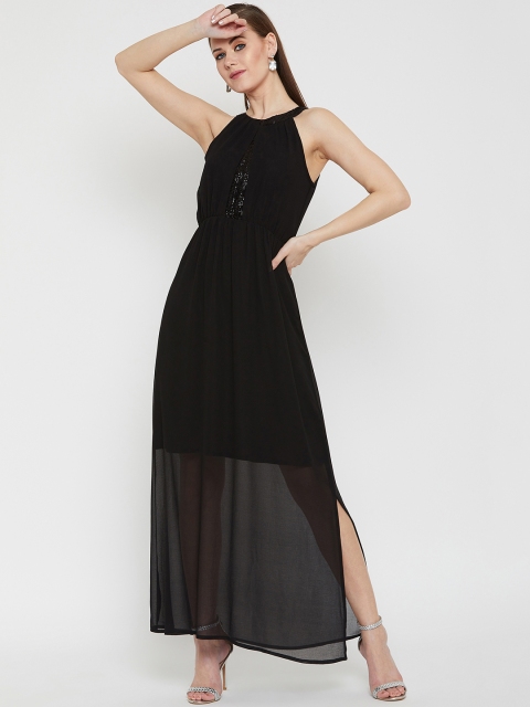 

Carlton London Women Black Self Design Maxi Dress