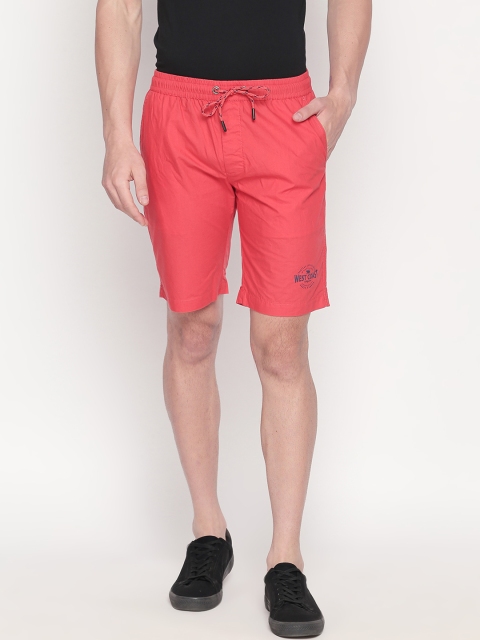 

Urban Ranger by pantaloons Men Red Solid Slim Fit Regular Shorts
