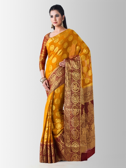 

MIMOSA Yellow Poly Chiffon Woven Design Kanjeevaram Saree