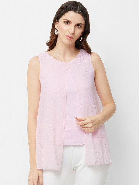 

bebe Women Pink Solid A-Line Top