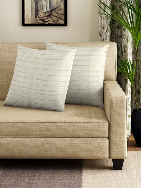 

NEUDIS White Set of 2 Solid Square Cushion Covers