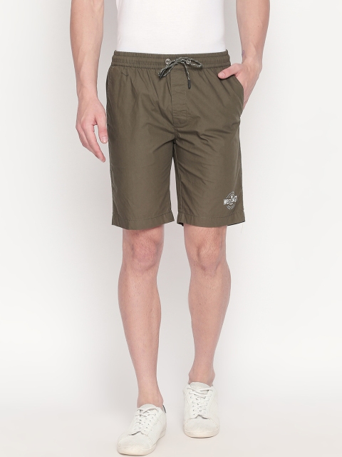 

Urban Ranger by pantaloons Men Green Solid Slim Fit Regular Shorts