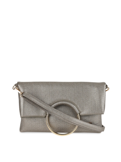 

Kazo Gunmetal-Toned Solid Foldover Clutch, Metallic