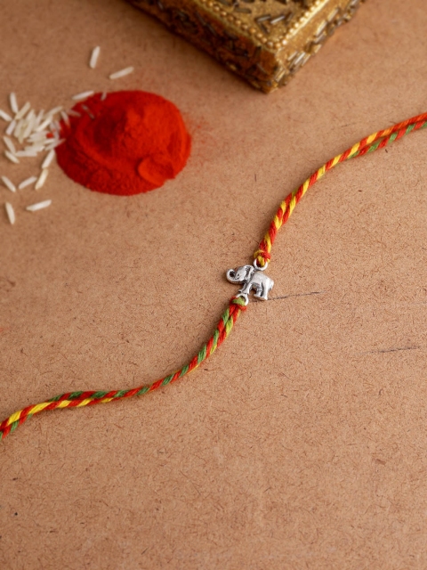 

Adorn by Nikita Ladiwala Silver-Toned Handcrafted Rakhi Bracelet