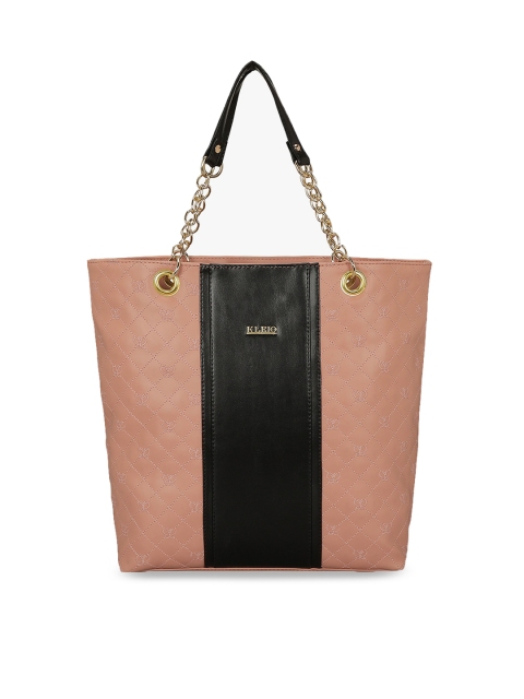 

KLEIO Peach-Coloured & Black Colourblocked Shoulder Bag