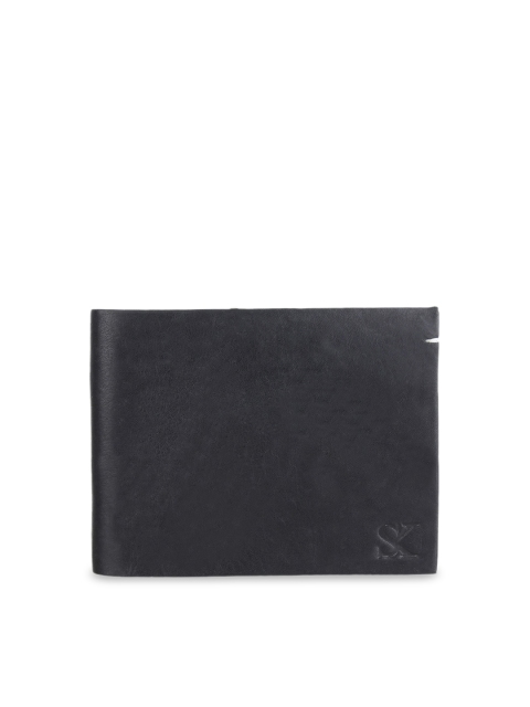 

STYLER KING Men Black Solid Leather Two Fold Wallet