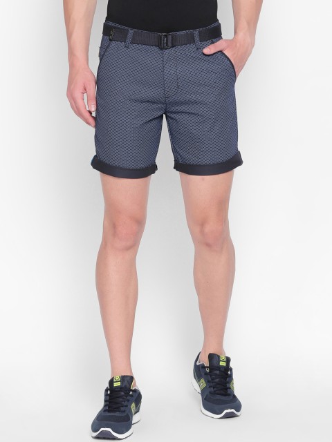 

beevee Men Navy Blue Printed Regular Fit Regular Shorts