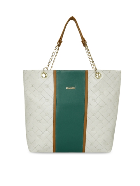 

KLEIO White & Green Colourblocked Shoulder Bag