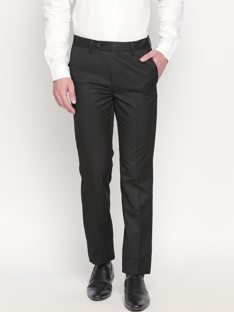 

RICHARD PARKER by Pantaloons Men Black Slim Fit Solid Formal Trousers