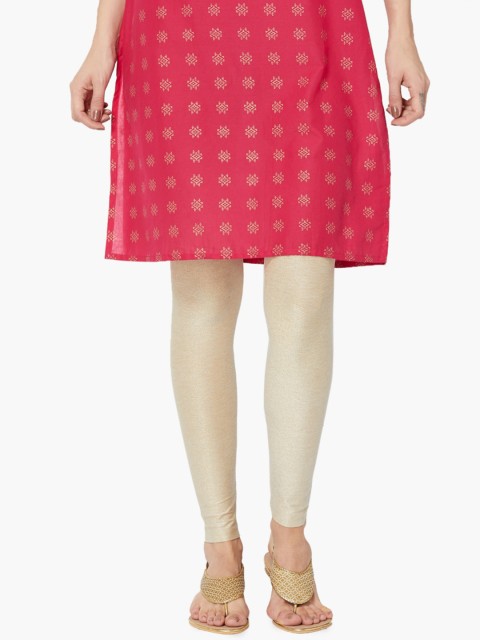 

Melange by Lifestyle Women Gold Solid Leggings