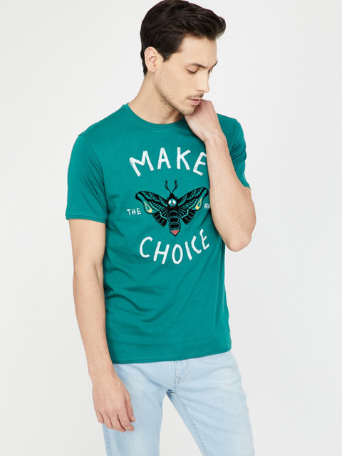 

Forca by Lifestyle Men Green Printed Round Neck T-shirt