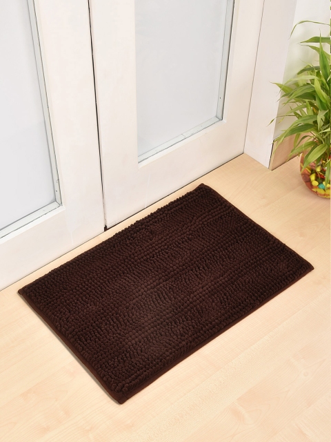 

Ariana Coffee Brown Solid Luxury Chenille Anti-Skid Bath Rug