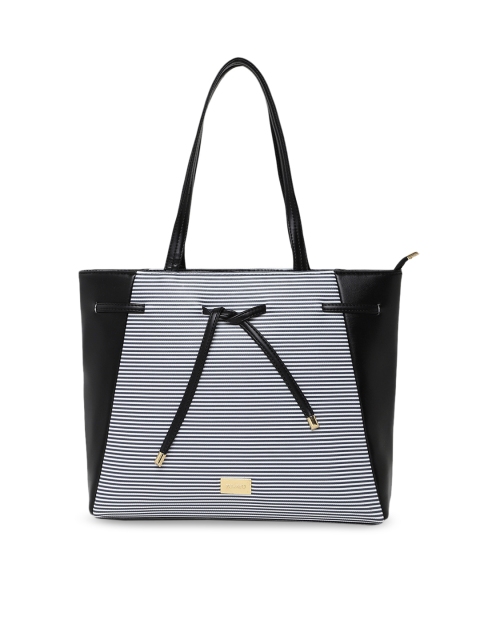 

KLEIO Women Black & White Striped Shoulder Bag