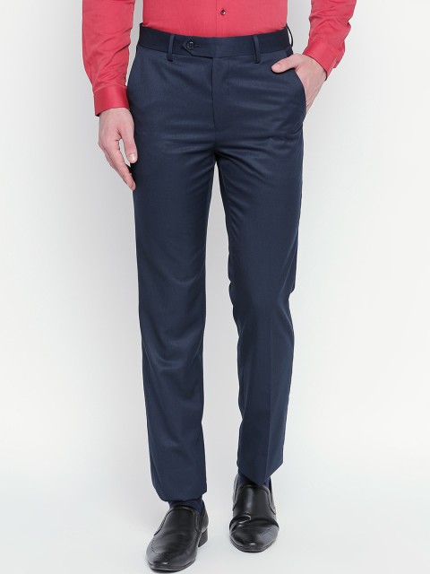 

RICHARD PARKER by Pantaloons Men Blue Slim Fit Solid Formal Trousers