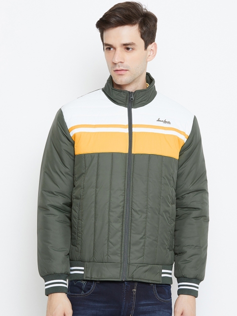 

Duke Men Green Colourblocked Bomber Jacket