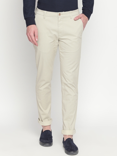 

BYFORD by Pantaloons Men Cream-Coloured Skinny Fit Solid Regular Trousers