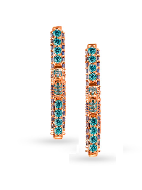 

Mia By Tanishq Cubic Zirconia 14kt Rose Gold Hoop Earrings With Bead Accents