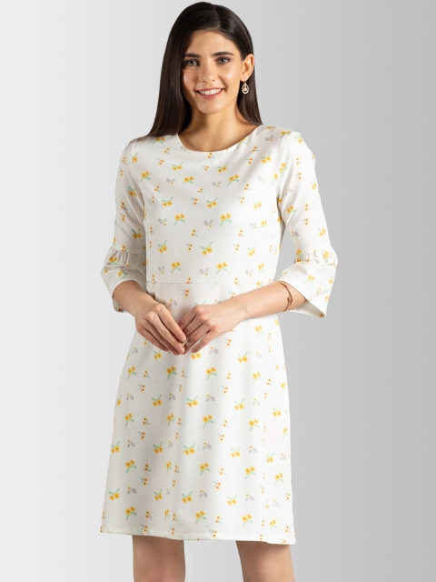 

FableStreet Women White Floral Printed Sheath Dress