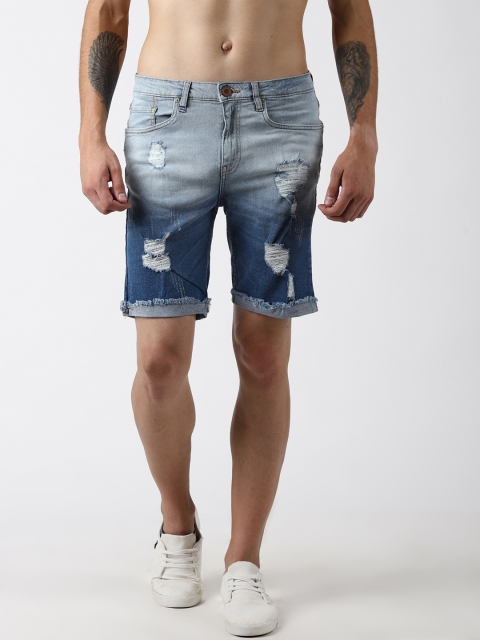 

Blue Saint Men Blue Washed Slim Fit Denim Shorts