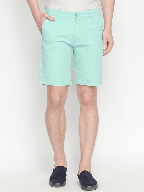 

Urban Ranger by pantaloons Men Sea Green Printed Slim Fit Regular Shorts
