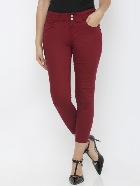 

Kraus Jeans Women K4050 Maroon Skinny Fit Mid-Rise Clean Look Jeans