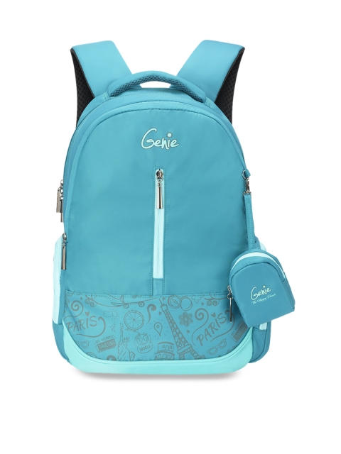 

Genie Women Teal Blue Solid 19 inches Large Laptop Backpack with Pouch