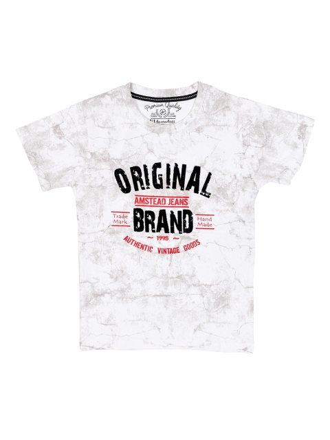 Lil Tomatoes Boys White & Grey Dyed Round Neck T-shirt