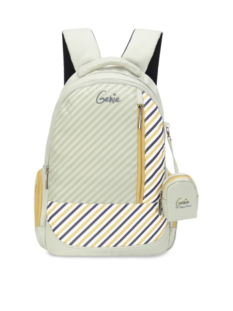 

Genie Women Grey & Yellow Striped 19 inches Large Backpack