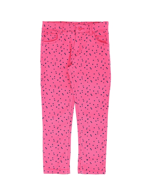 

Pantaloons Junior Girls Pink Regular Fit Printed Regular Trousers