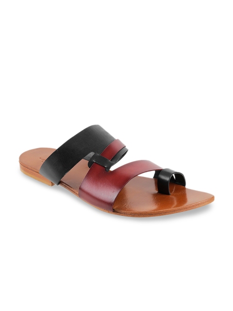 

Metro Men Maroon & Black Leather Comfort Sandals