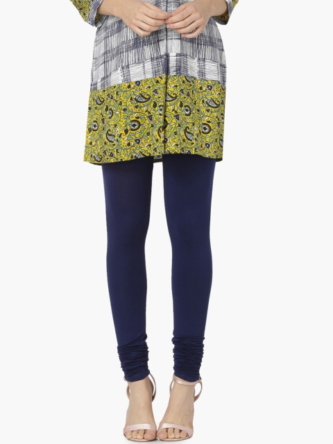 

Melange by Lifestyle Women Navy Blue Solid Churidar Length Leggings