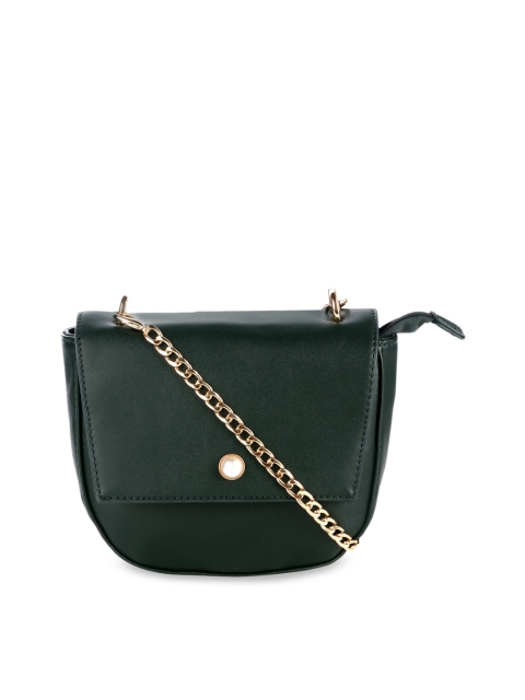 

Satchel Bags Women Green Solid Sling Bag