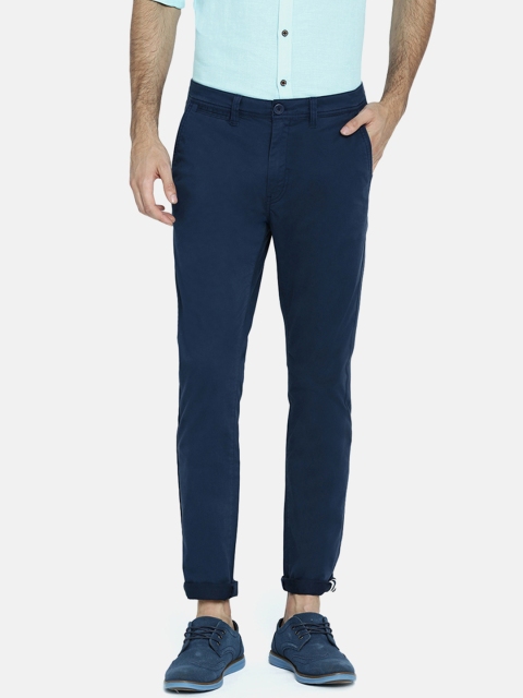 Breakbounce Men Navy Blue Slim Fit Solid Regular Trousers