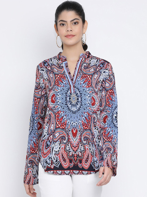 

Oxolloxo Women Multicoloured Printed Shirt Style Top, Multi