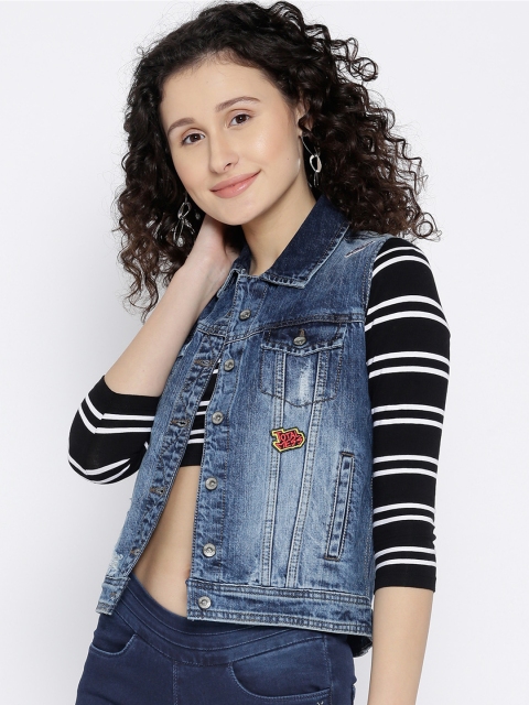 

Xpose Women Blue Printed Jacket