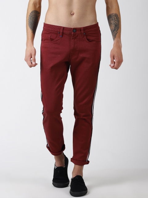 Blue Saint Men Maroon Slim Fit Mid-Rise Clean Look Jeans