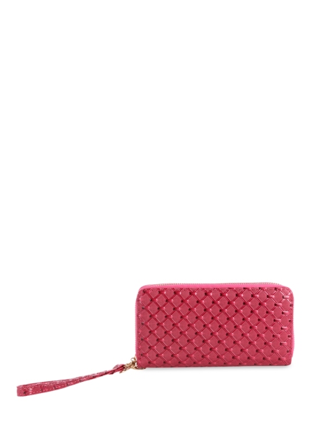 

Satchel Bags Women Pink Textured Zip Around Wallet