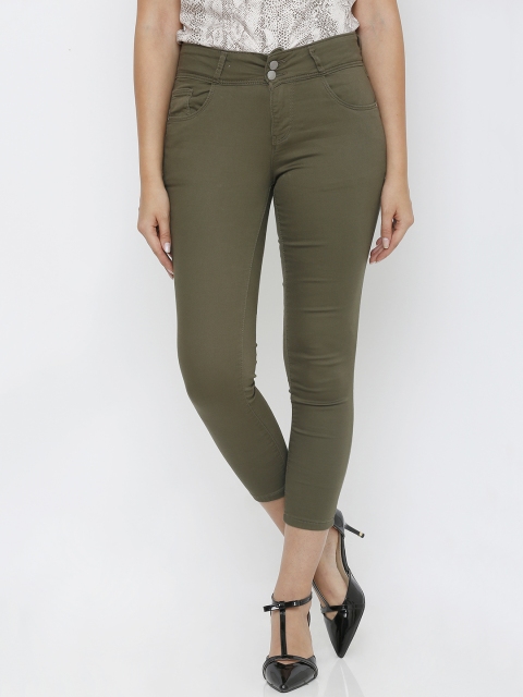 

Kraus Jeans Women K4050 Olive Green Skinny Fit Mid-Rise Clean Look Jeans