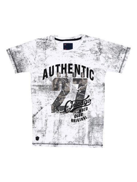 

Lil Tomatoes Boys White & Grey Printed Round Neck T-shirt