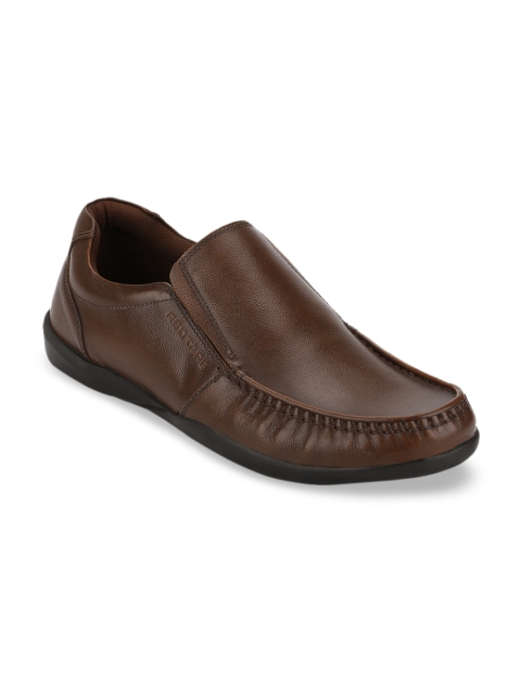 

Red Tape Men Tan Brown Solid Leather Formal Slip-Ons