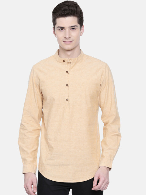 

IMYOUNG Men Beige Solid Straight Kurta