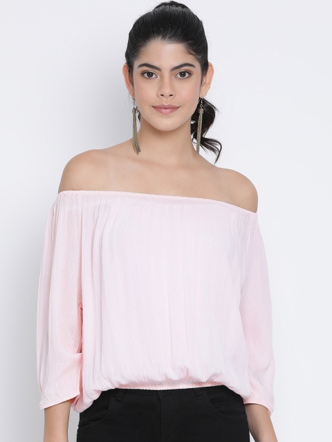 

Oxolloxo Women Pink Solid Bardot Top